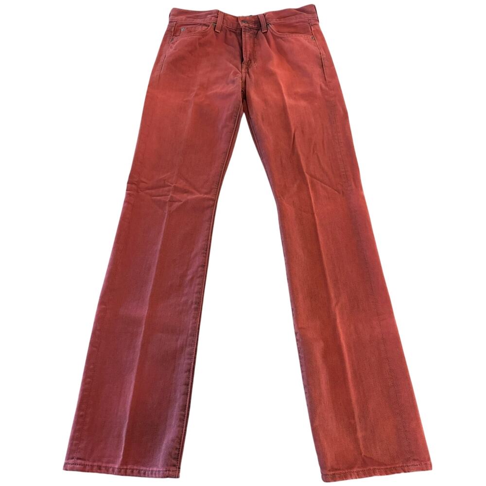 7 For All Mankind Slimmy Jeans Mens 30 Rust Red Straight Leg 100% Cotton Pants